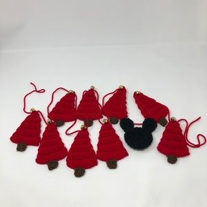 Crocheted Mickey Head & Christmas Tree Garland